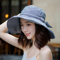 渔夫帽女遮阳帽防晒太阳帽大檐帽子女蝴蝶结女帽子