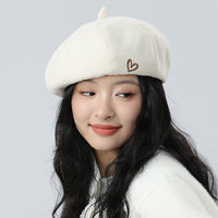 爱心贝雷帽子女生秋冬新款大头围画家帽礼帽高级感帽子
