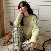 秋冬季德绒保暖长袖女士睡衣家居服套装