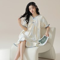 夏季短袖纯棉女士睡裙睡衣家居服