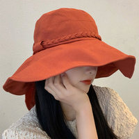渔夫帽女遮阳帽防晒太阳帽大檐帽子女蝴蝶结女帽子
