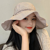 渔夫帽女遮阳帽防晒太阳帽大檐帽子女蝴蝶结女帽子