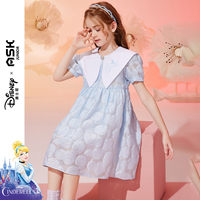 【迪士尼灰姑娘联名】女童连衣裙2023夏新品儿童玫瑰印花裙子